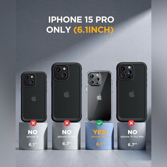 Miracase Glass Series for iPhone 15 Pro Phone Case for iPhone 15 Pro Clear Black - Picture 5 of 7